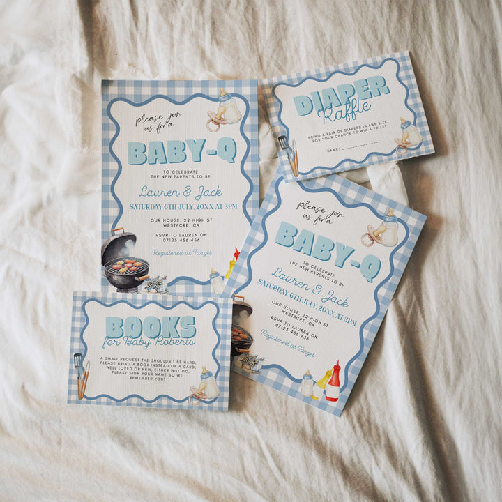 Blue Baby Q Invitation Set