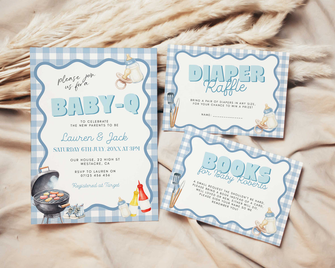 Blue Baby Q Invitation Set