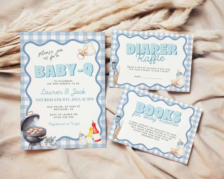 Blue Baby Q Invitation Set