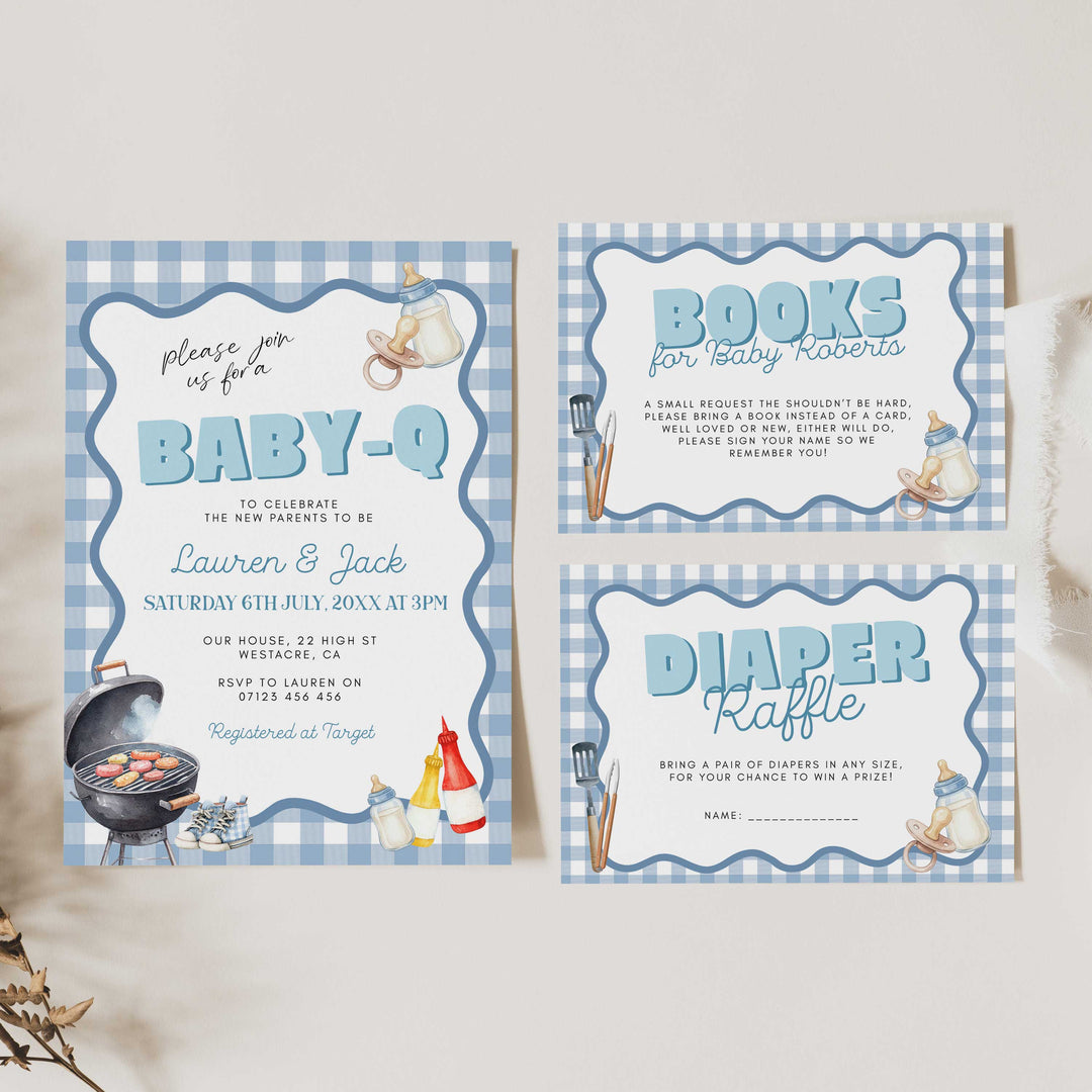 Blue Baby Q Invitation Set