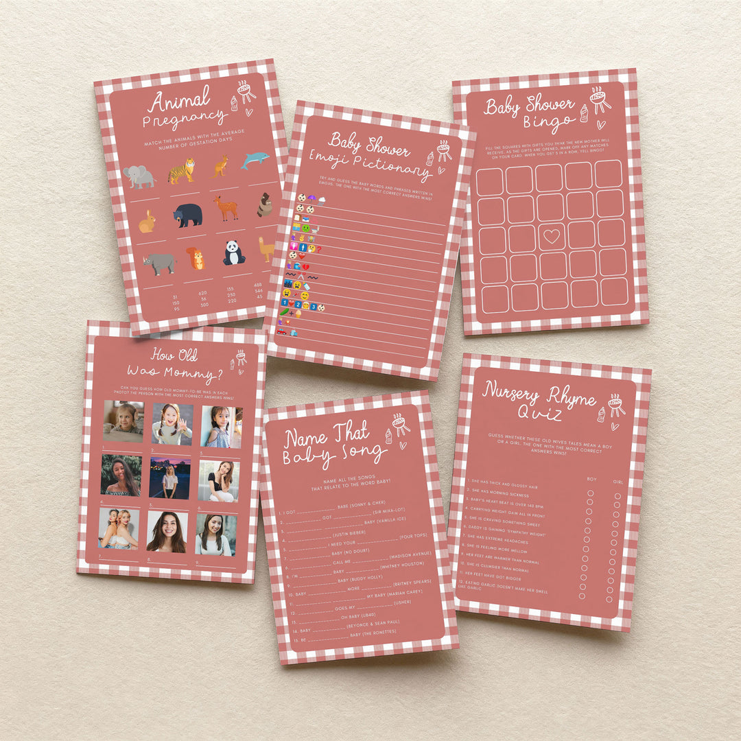 60 Baby Q Gingham Baby Games editable canva templates