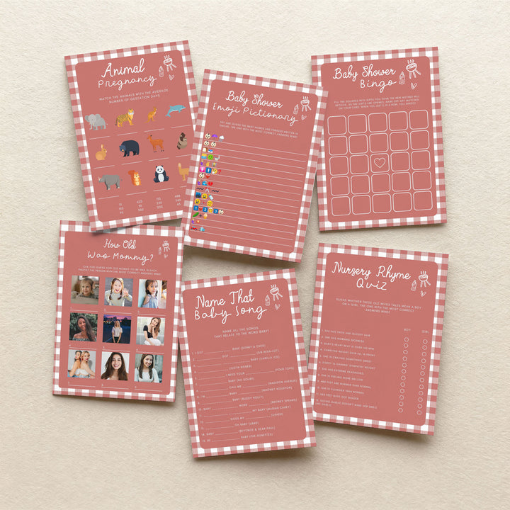 60 Baby Q Gingham Baby Games editable canva templates