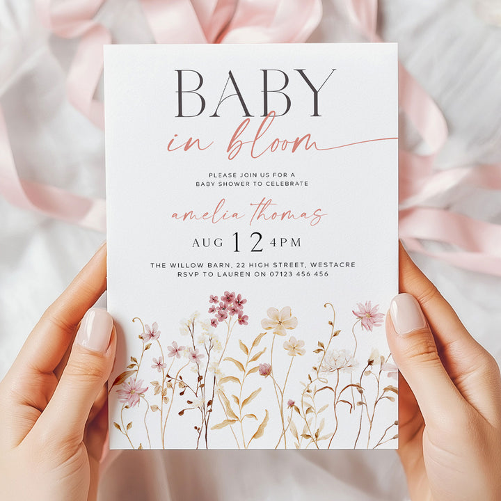 Boho Baby In Bloom Invitation