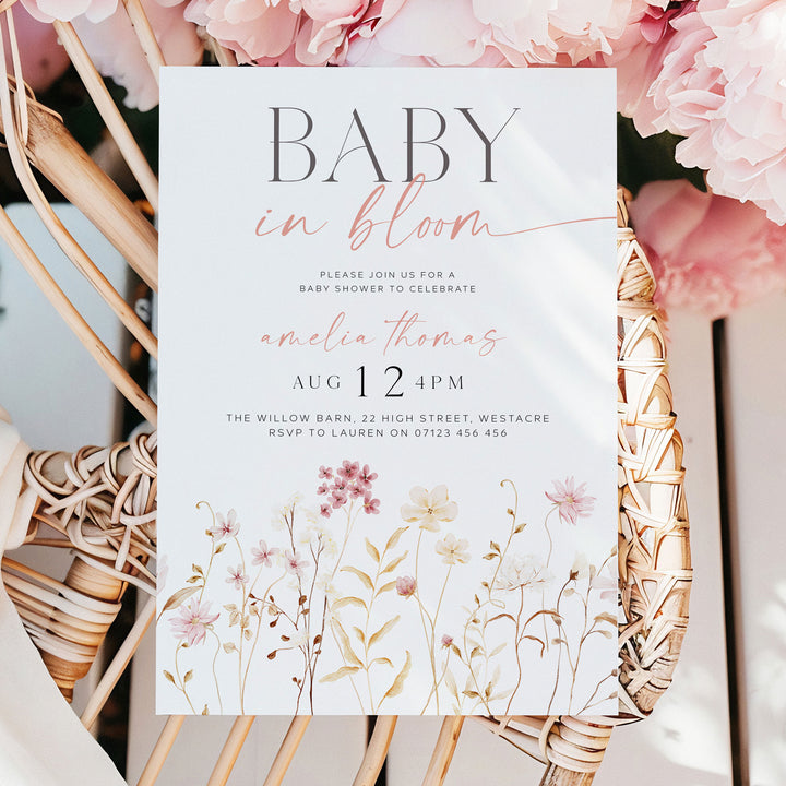 Boho Baby In Bloom Invitation
