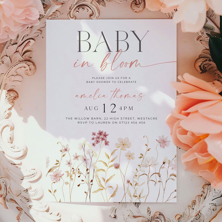 Boho Baby In Bloom Invitation