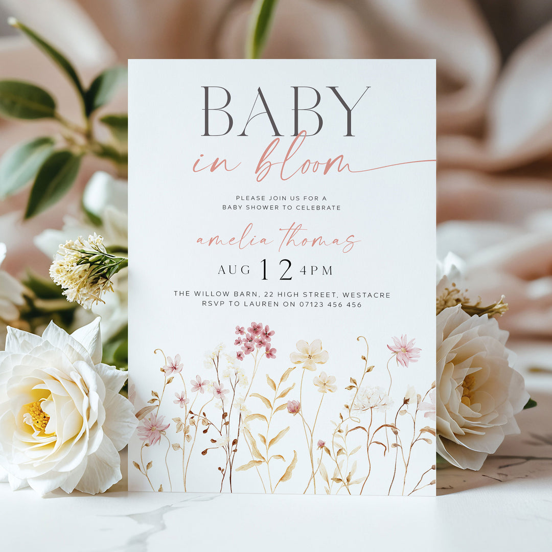 Boho Baby In Bloom Invitation