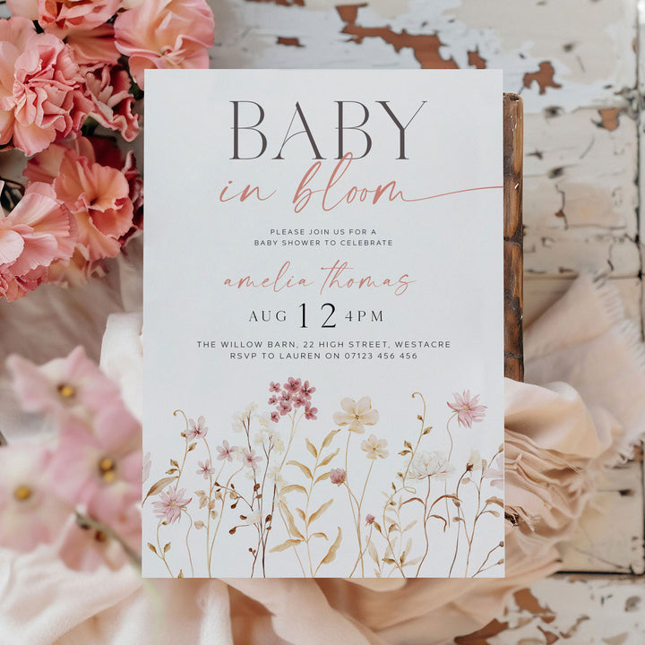 Boho Baby In Bloom Invitation