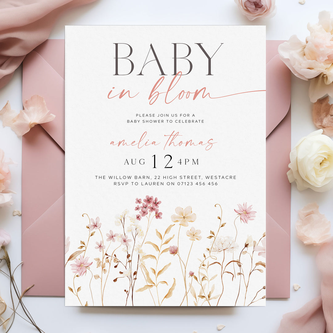 Boho Baby In Bloom Invitation
