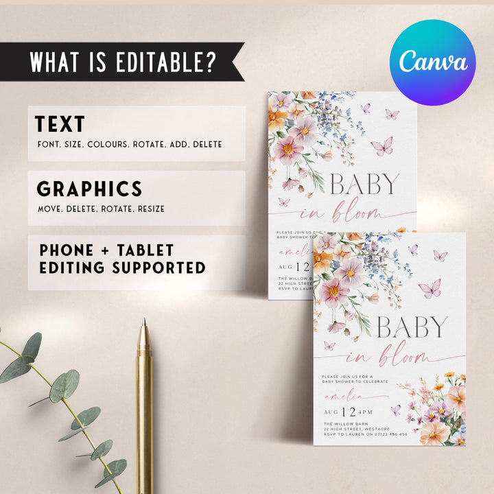 Floral Baby In Bloom Invitation