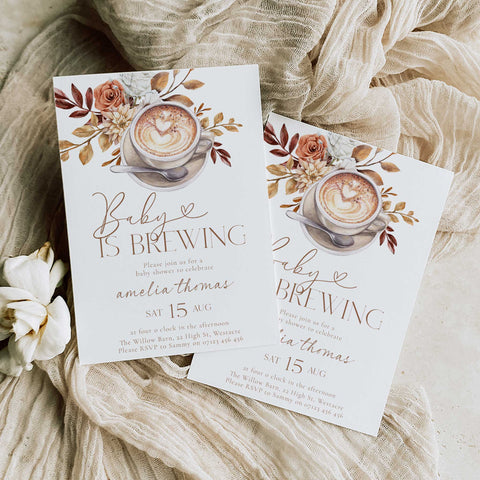 A Baby Is Brewing Floral Baby Shower Invitation