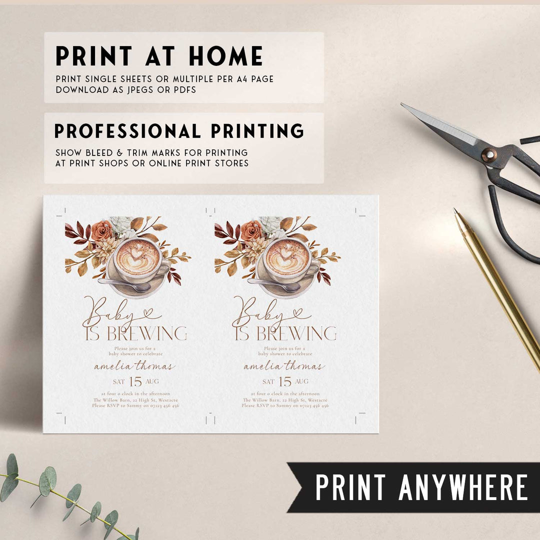 A Baby Is Brewing Floral Baby Shower Invitation