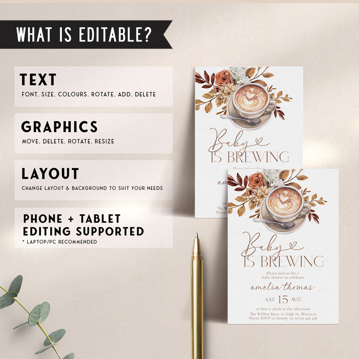 A Baby Is Brewing Floral Baby Shower Invitation