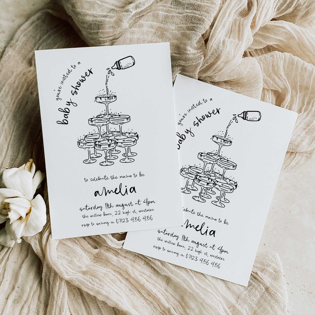 Black Doodle Baby Shower Invitation