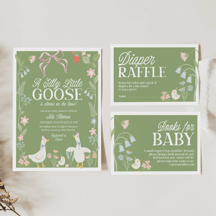 Green Silly Goose Invitation Set