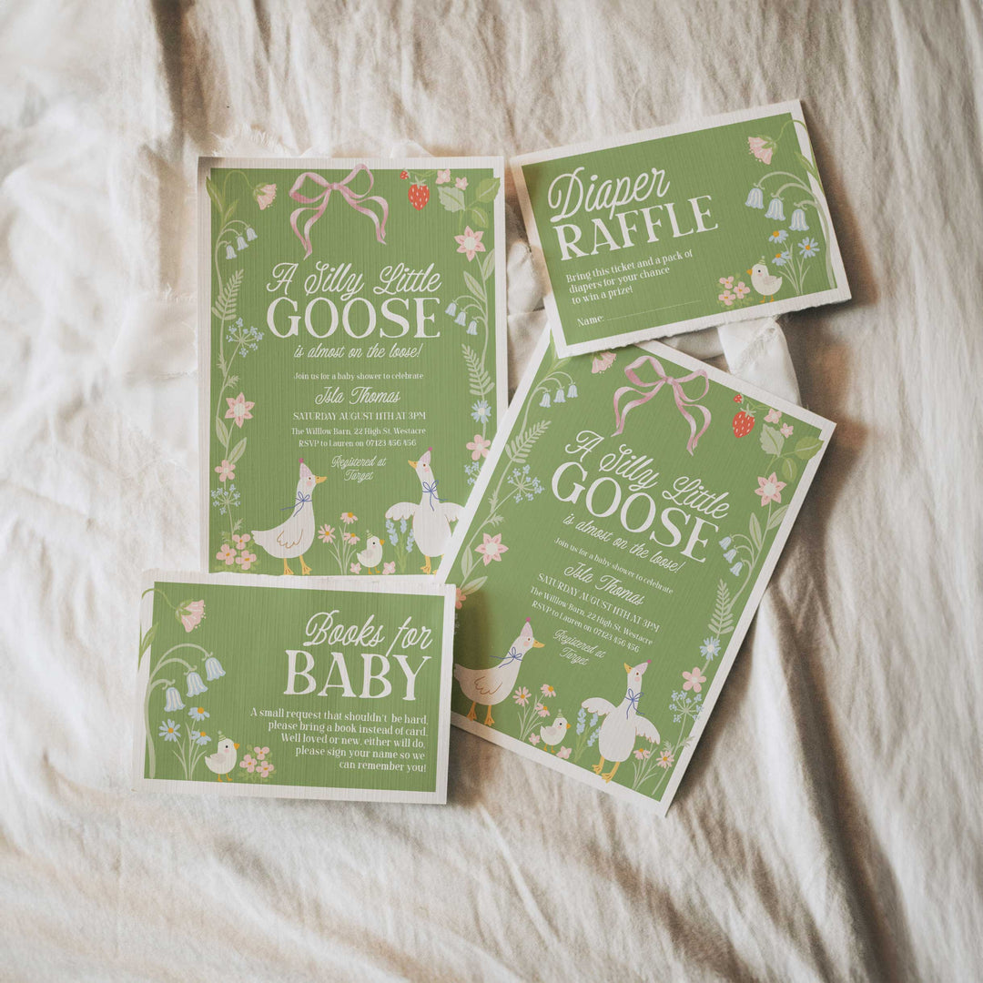 Green Silly Goose Invitation Set