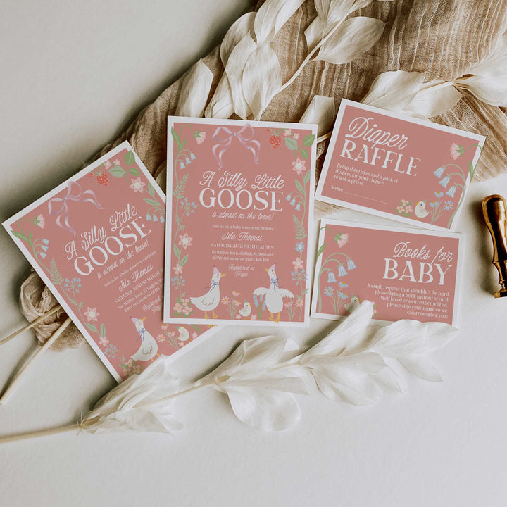Pink Silly Goose Invitation Set