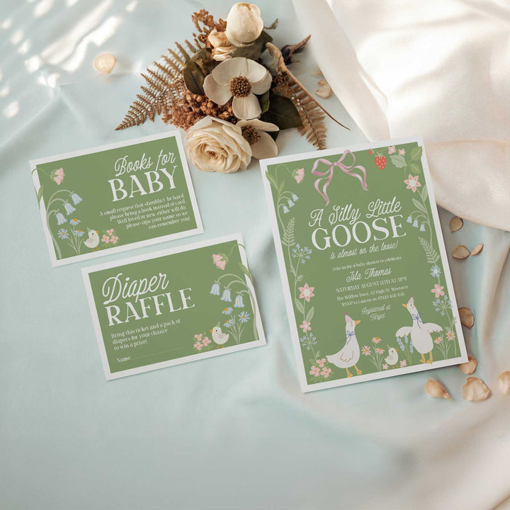 Green Silly Goose Invitation Set