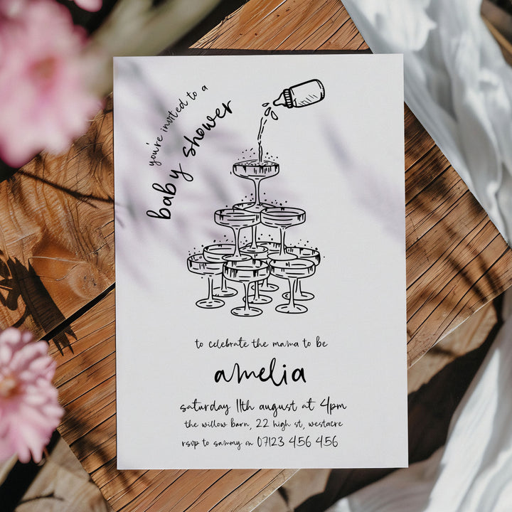 Black Doodle Baby Shower Invitation