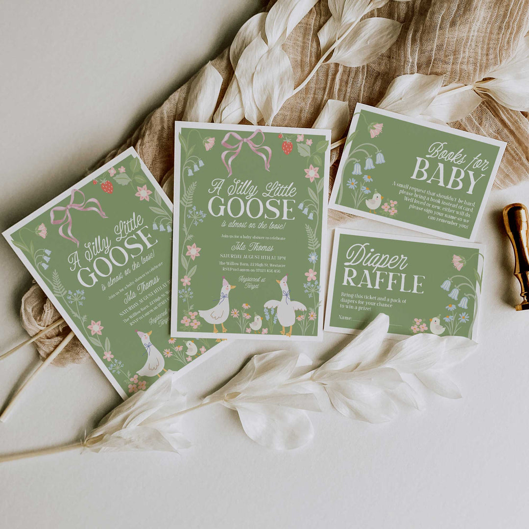 Green Silly Goose Invitation Set