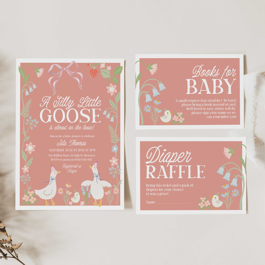 Pink Silly Goose Invitation Set
