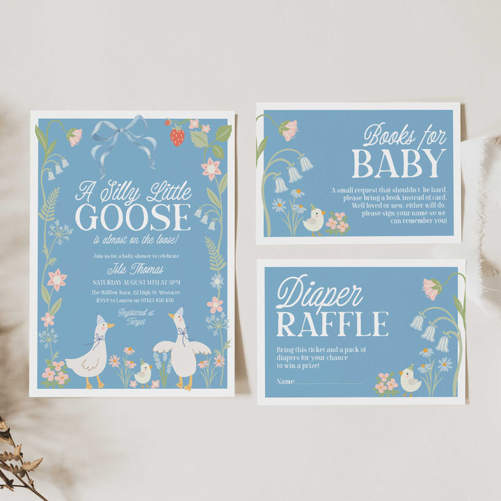 Blue Silly Goose Invitation Set