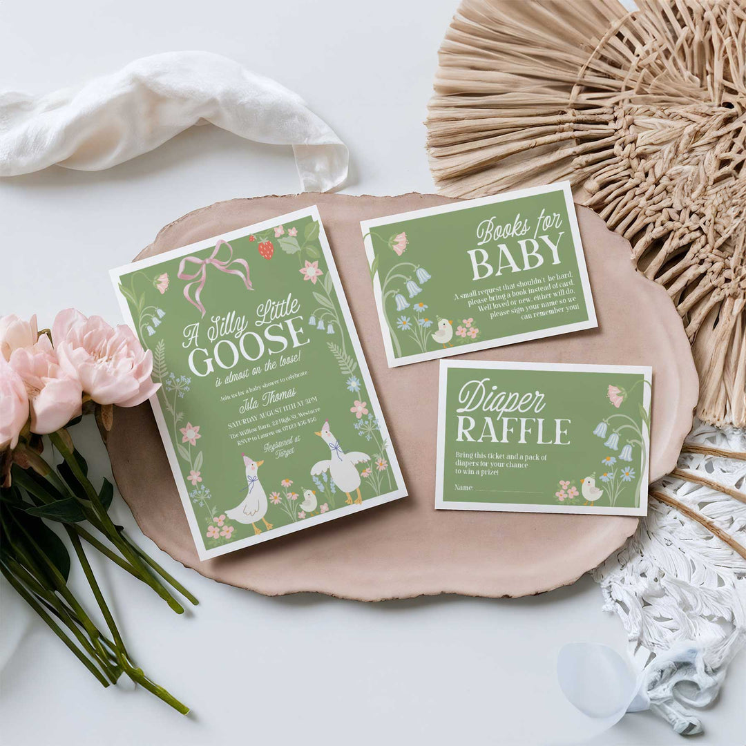Green Silly Goose Invitation Set