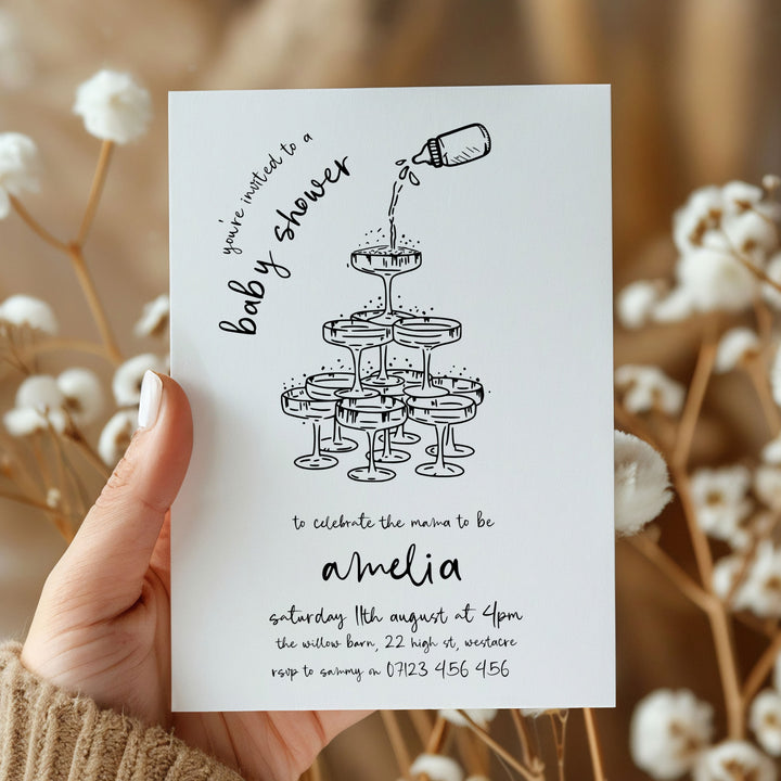 Black Doodle Baby Shower Invitation