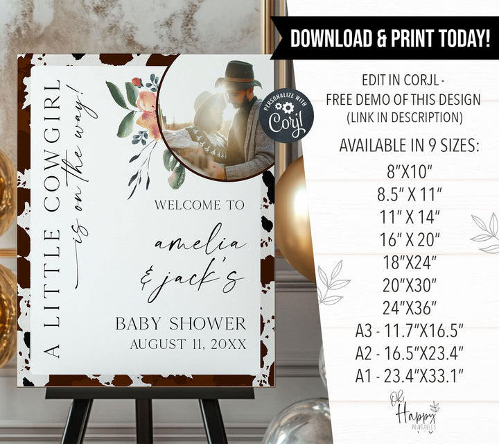 Western Baby Shower Photo Welcome Sign