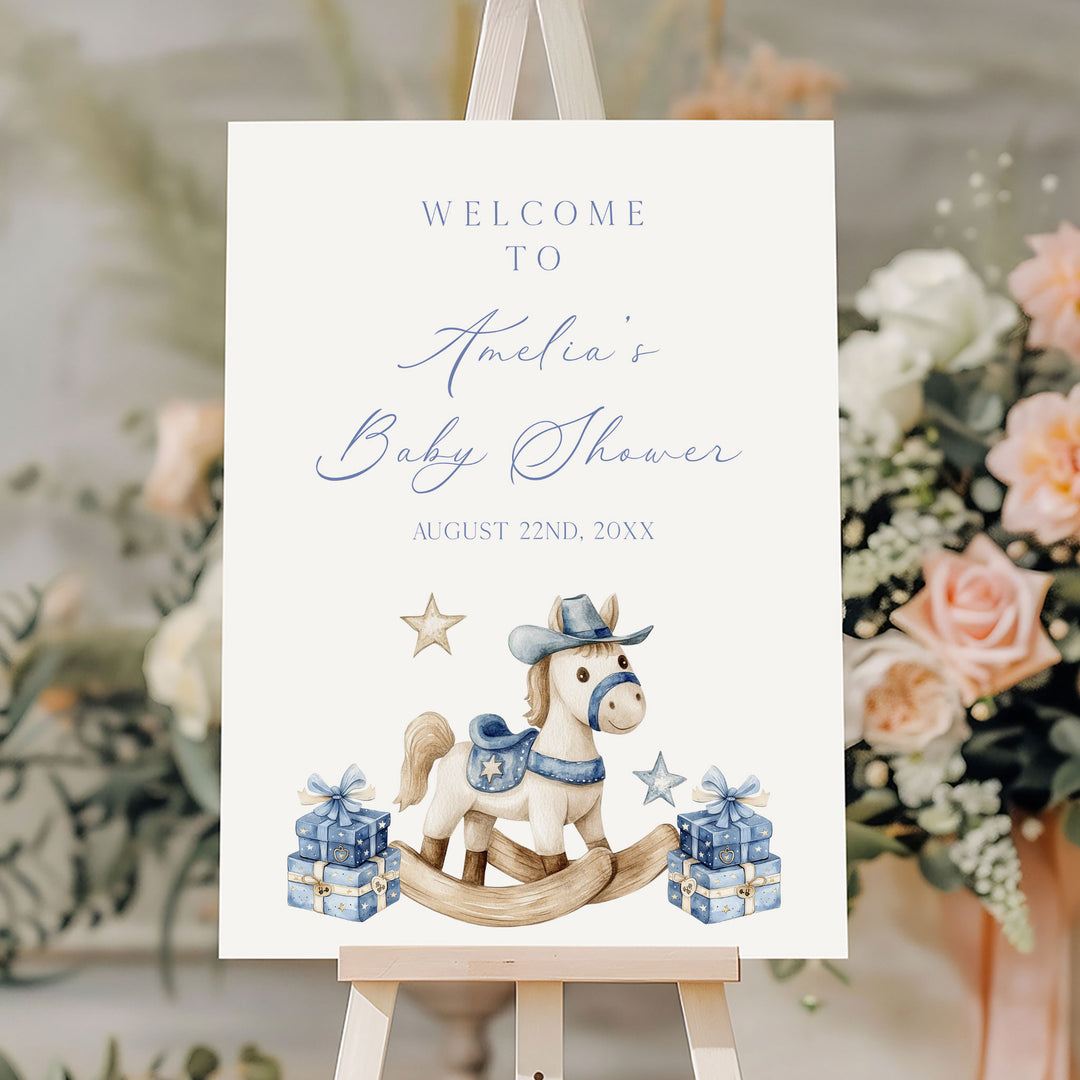 Rodeo Cowboy Baby Shower Welcome Sign