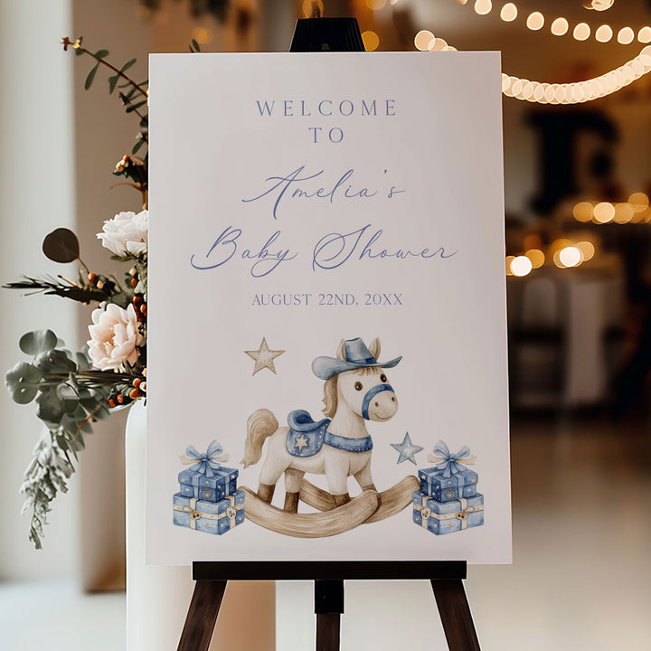 Rodeo Cowboy Baby Shower Welcome Sign