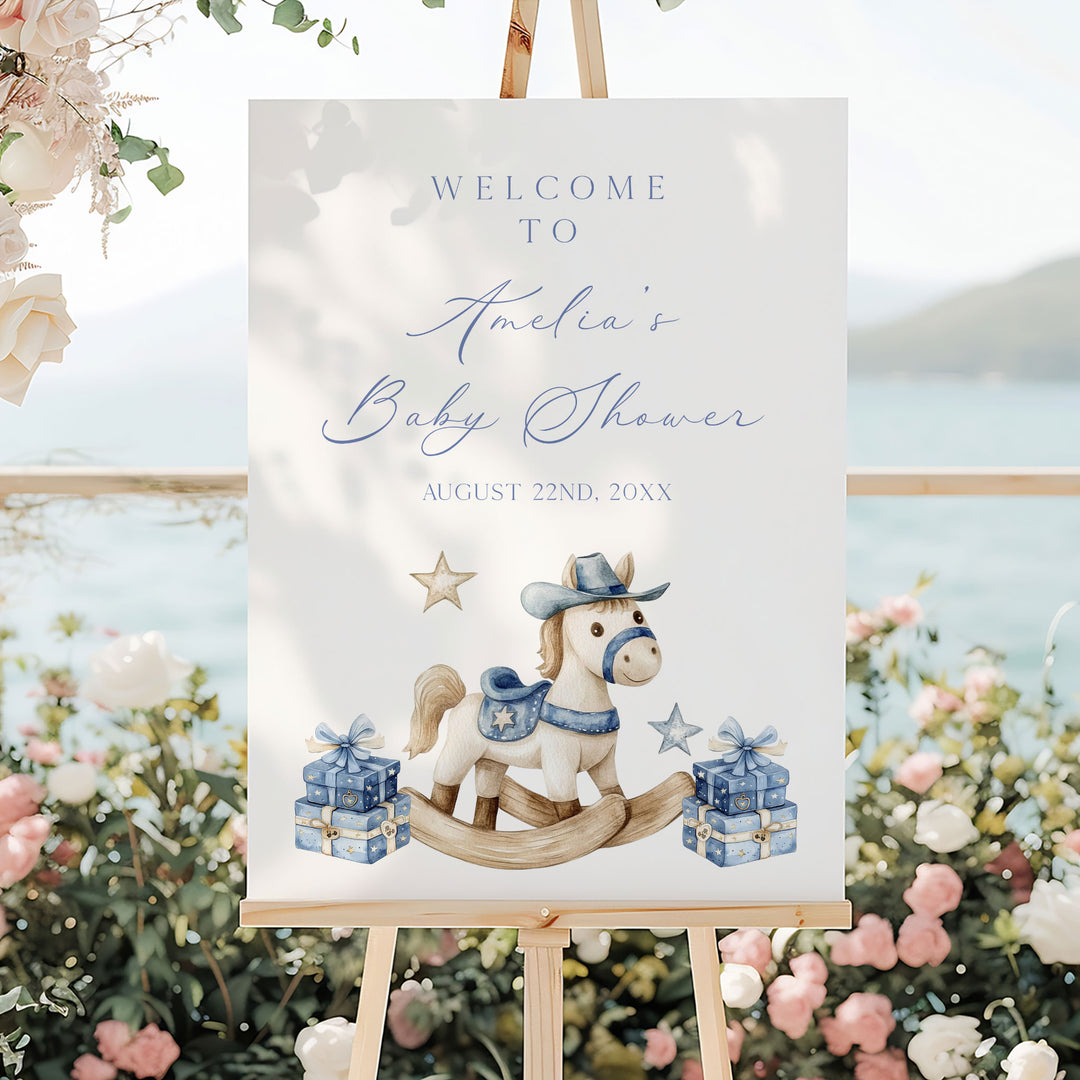 Rodeo Cowboy Baby Shower Welcome Sign