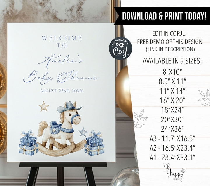 Rodeo Cowboy Baby Shower Welcome Sign