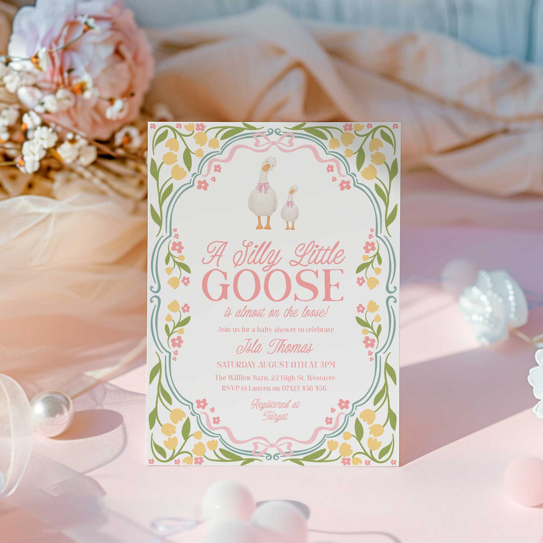 Yellow Silly Goose Baby Shower Invitation