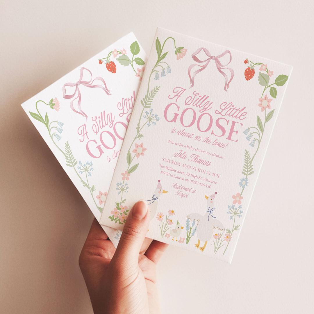 Pink Silly Goose Baby Shower Invitation