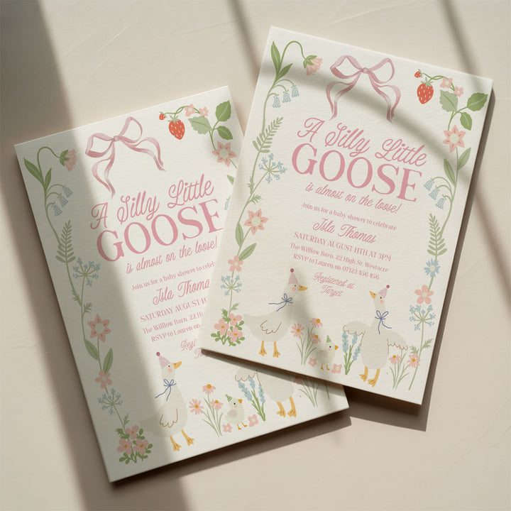 Pink Silly Goose Baby Shower Invitation
