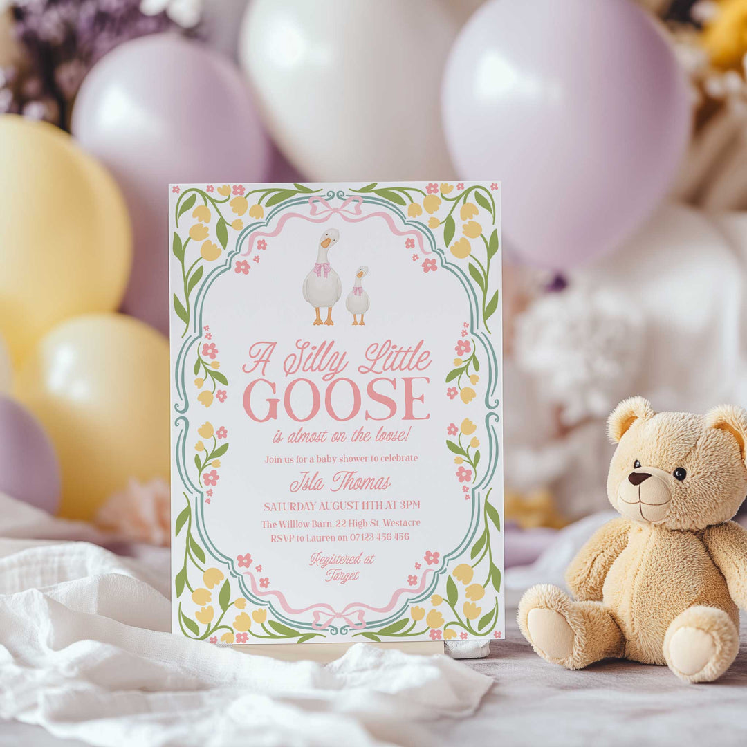 Yellow Silly Goose Baby Shower Invitation