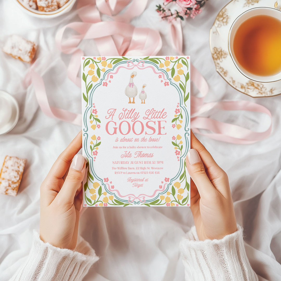 Yellow Silly Goose Baby Shower Invitation