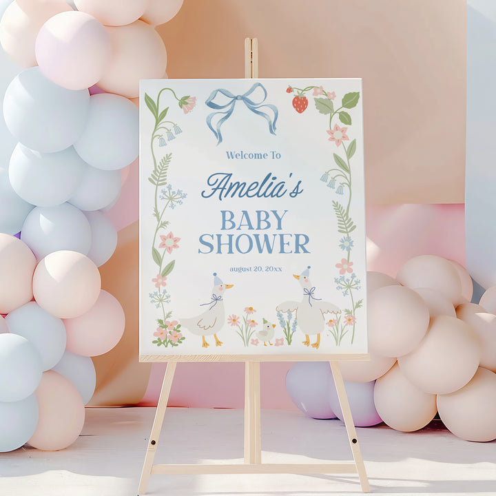 Boy Silly Goose Baby Welcome Sign