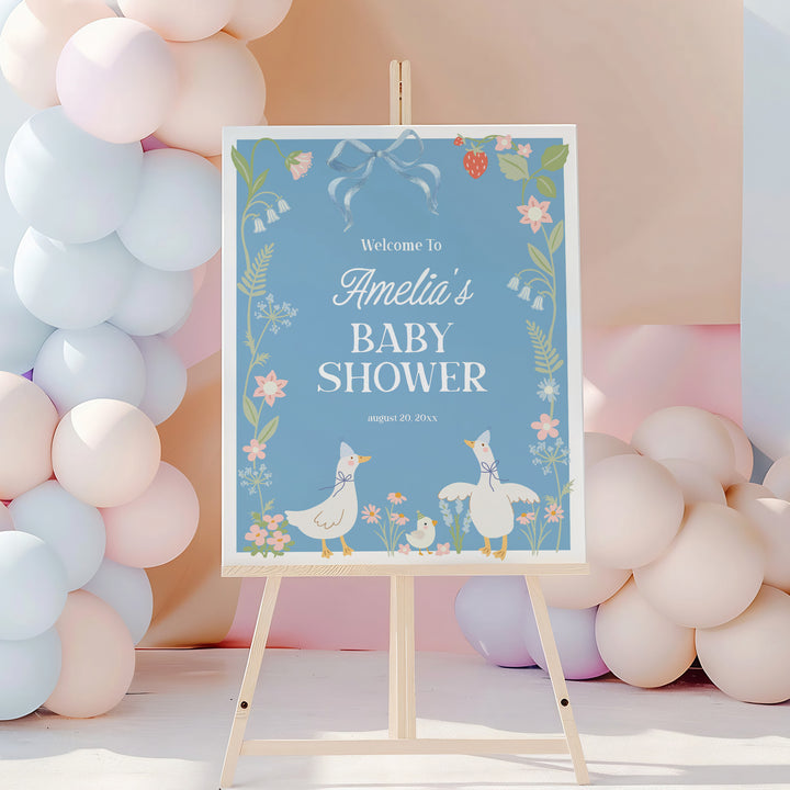 Blue Silly Goose Baby Welcome Sign