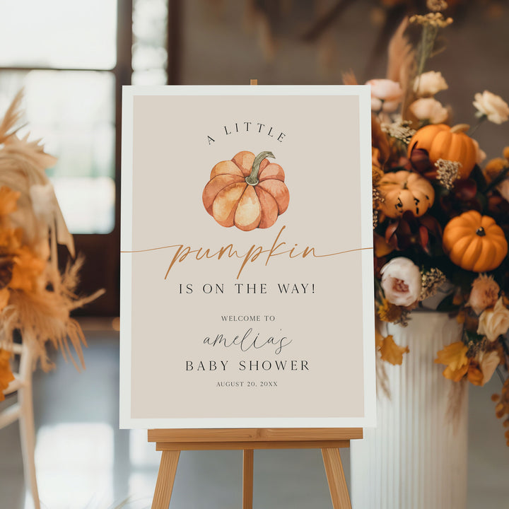 Modern Little Pumpkin Baby Shower Welcome Sign