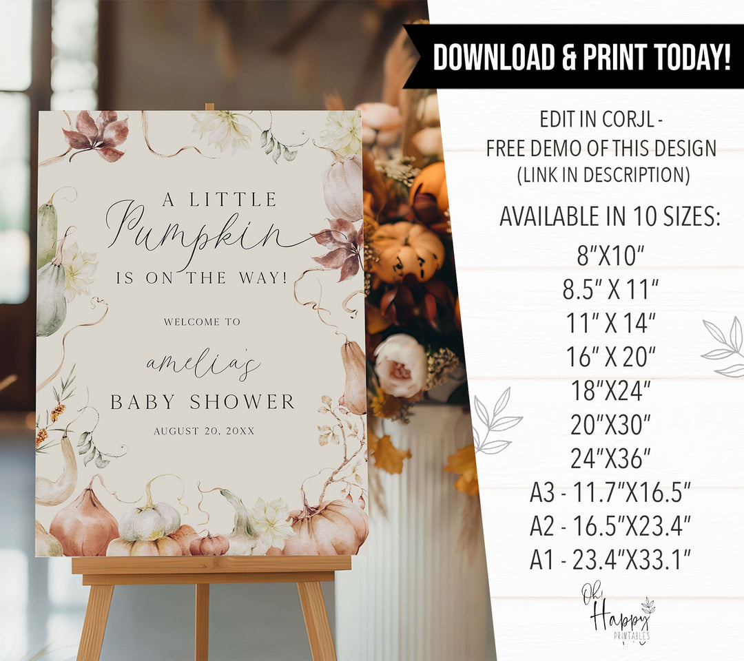 Whimsical Fall Baby Shower Welcome Sign
