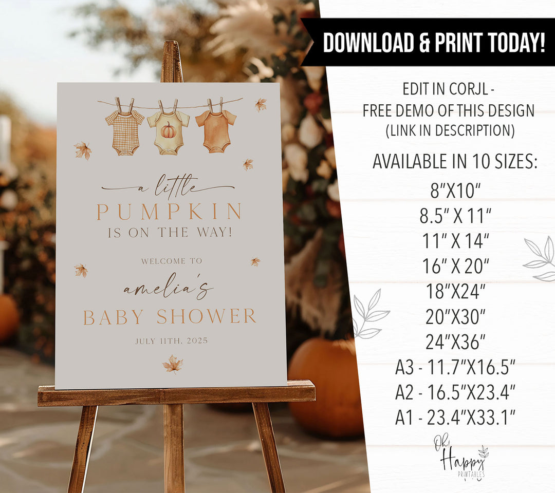 A Little Pumpkin Baby Shower Welcome Sign
