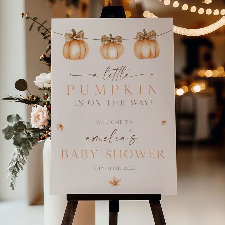 A Little Pumpkin's On The Way Welcome Sign