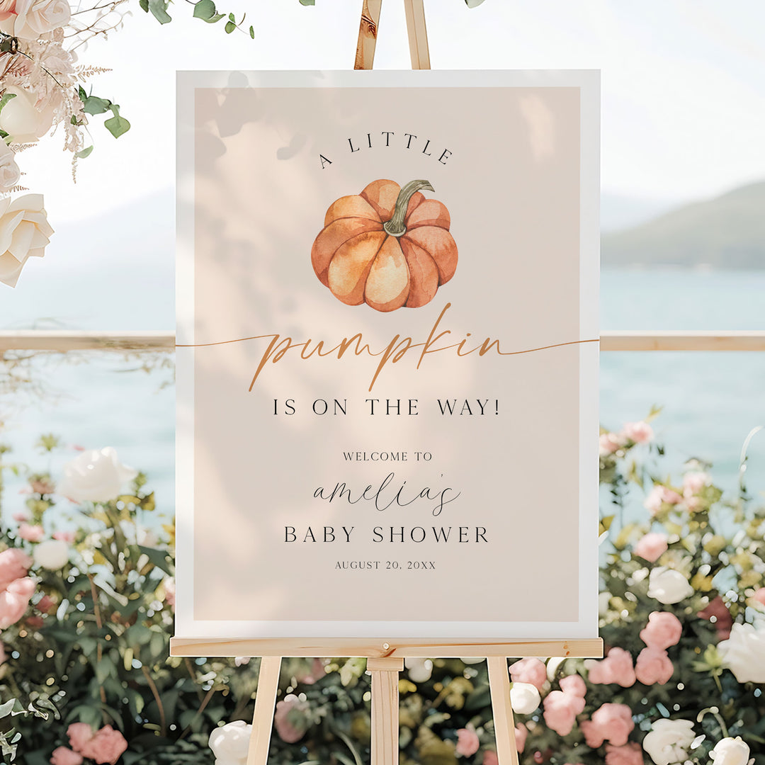 Modern Little Pumpkin Baby Shower Welcome Sign