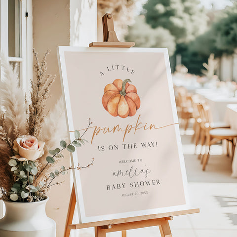 Modern Little Pumpkin Baby Shower Welcome Sign