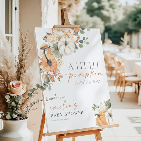 Watercolor Fall Baby Shower Welcome Sign