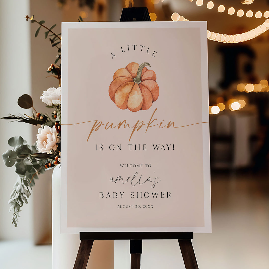 Modern Little Pumpkin Baby Shower Welcome Sign