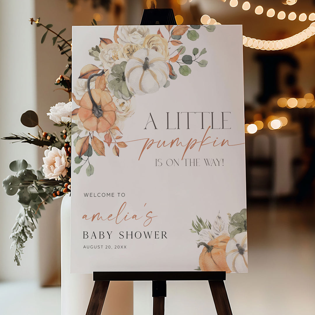 Watercolor Fall Baby Shower Welcome Sign