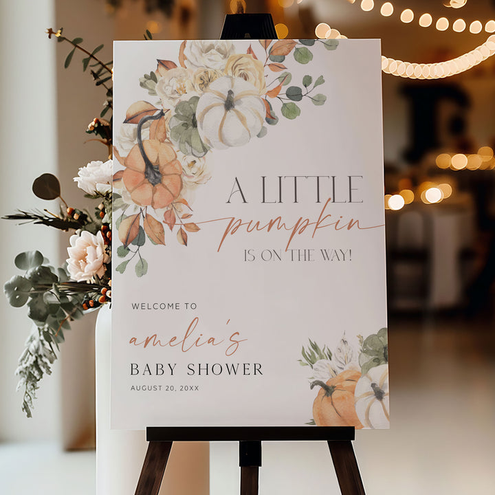 Watercolor Fall Baby Shower Welcome Sign