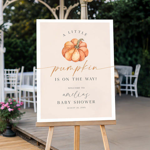 Modern Little Pumpkin Baby Shower Welcome Sign